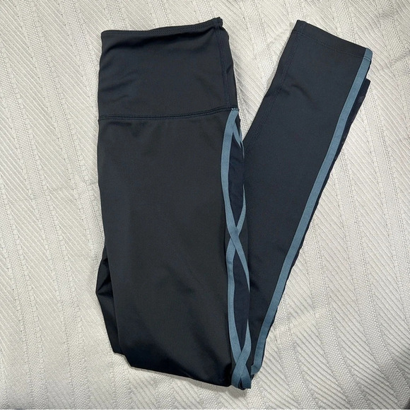 Free People Movement Liza leggings,‎ Sz. Sm., black, sheer side panels, mid rise - Picture 1 of 11
